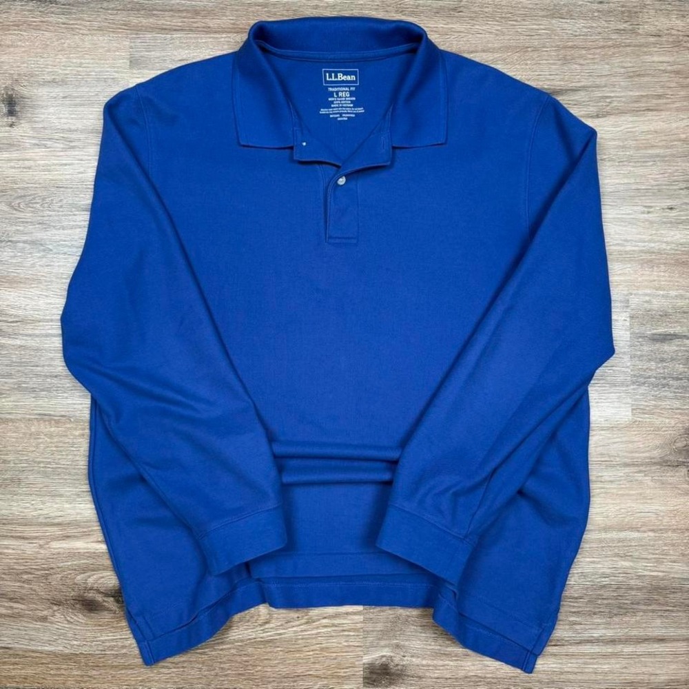 royal blue L.L. bean long sleeve polo shirt